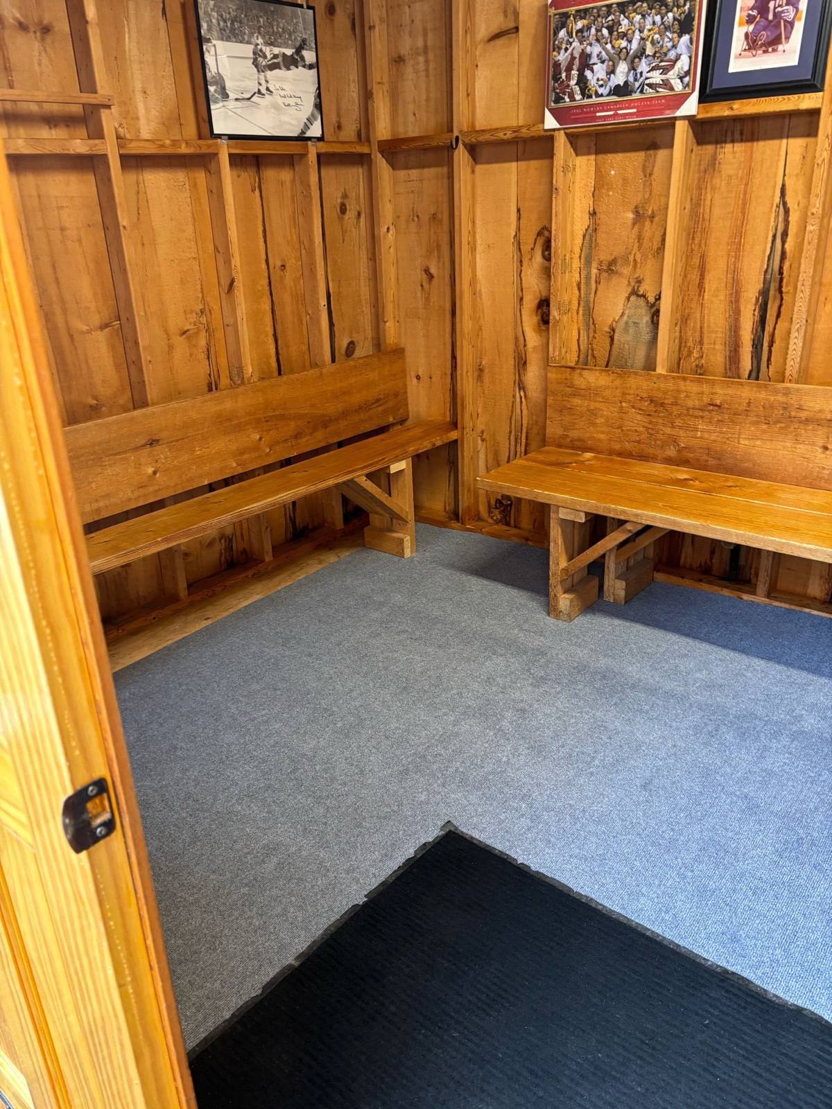 Inside one of the cedar-lined heated dressing rooms