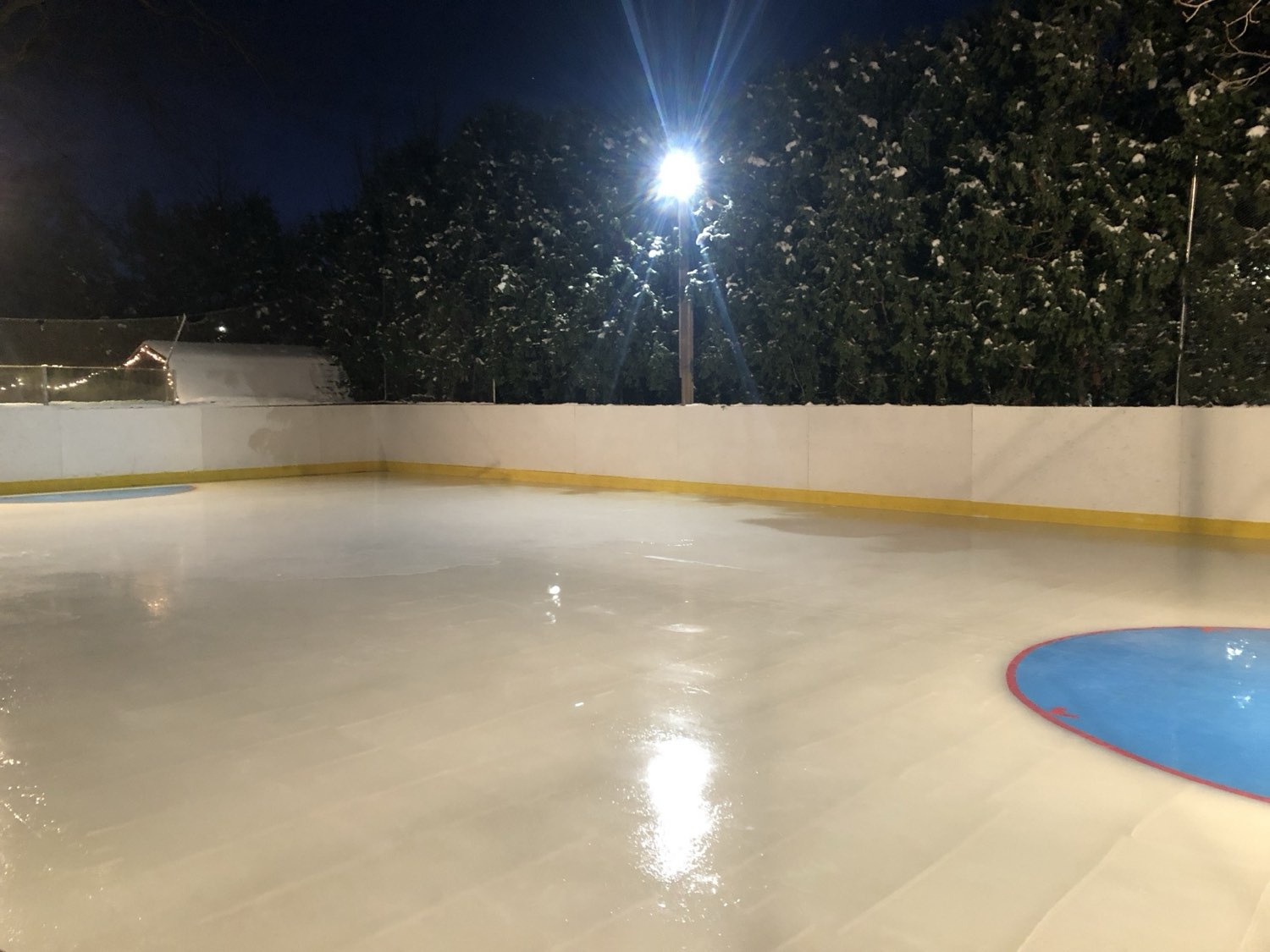 Fresh ice under the floodlights